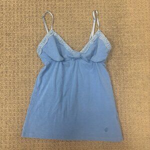 VTG Volcom Cami Tank Top Small Cotton Blend Lace Trim Babydoll Going Out Y2K